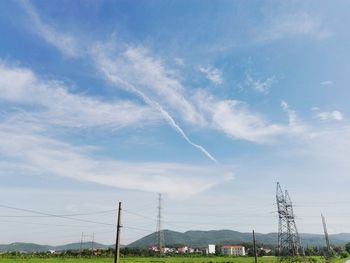 Low angle view of vapor trail in sky