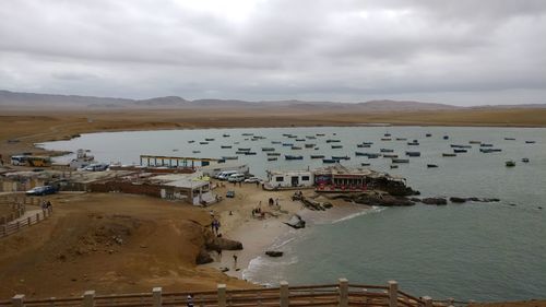 High angle view of beach against sky