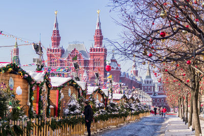Moscow, russia february 13, 2018 christmas fair on red square
