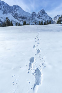 Footprint on snow field