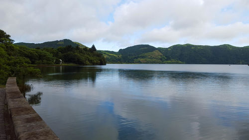 Scenic view of lake against sky