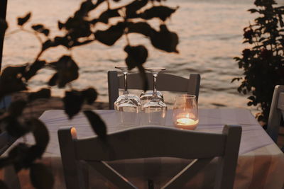 Chairs and table at beach