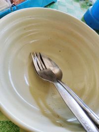 High angle view of ice cream in plate