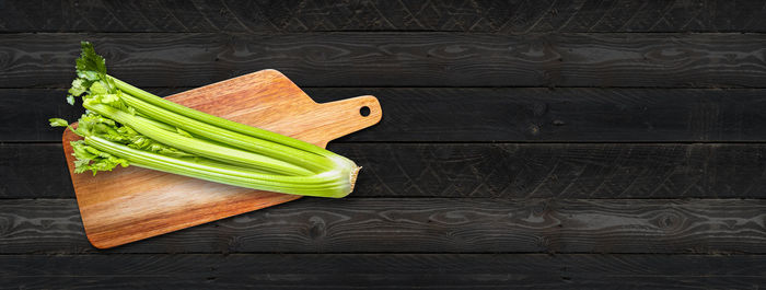 High angle view of vegetables on cutting board