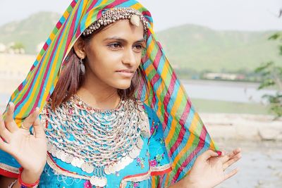 Portrait of beautiful young woman