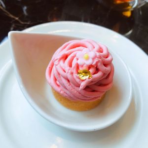 Close-up of cake in plate on table