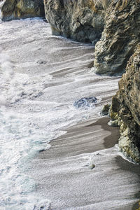 High angle view of rocks in sea