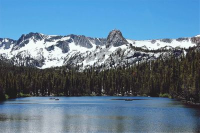 Scenic view of snowcapped mountains and lake