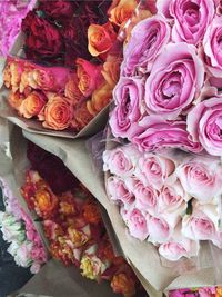 Close-up of bouquet of pink roses