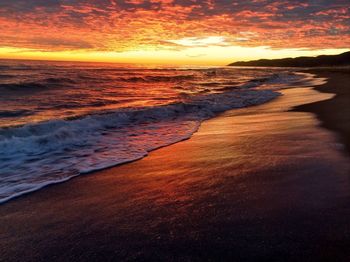 Scenic view of sea at sunset