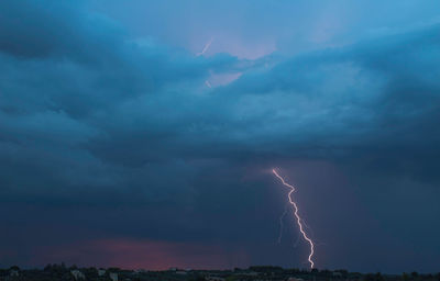 Low angle view of lightning in sky