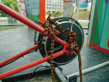 Close-up of chain on boat