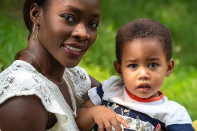 Portrait of mother and son
