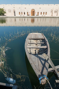 Small wooden boat at the sheikh faisal museum in qatar, middle east