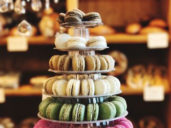 Close-up of multi colored candies for sale in store