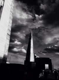 Low angle view of skyscrapers against sky