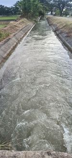 View of river flowing through land