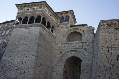 Low angle view of historical building against clear sky