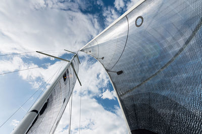 Low angle view of boat against sky