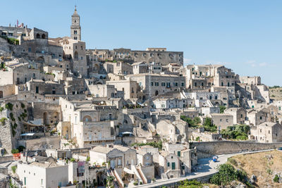 High angle view of buildings in city