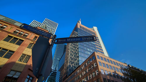 Frankfurt, germany, october 2., 2019, road signs at the intersection 