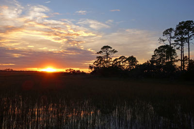 Scenic view of landscape against sky during sunset