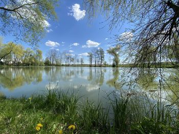 Scenic view of lake against sky