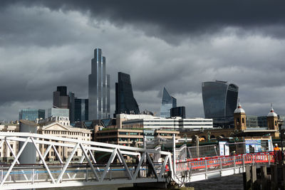 Modern buildings against sky in city