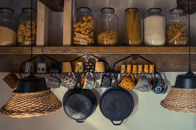 Various fruits in shelf at store