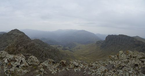 Landscape panorama view in the simien mountains national park in the highlands of northern ethiopia.