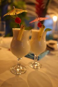 Close-up of wine glass on table