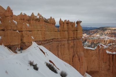 Aerial view of snow covered mountain