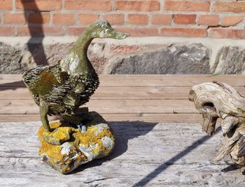 View of lion statue against wall