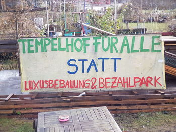 Close-up of text on wood