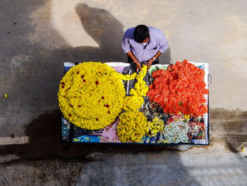 High angle view of various flowers