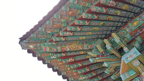 Close-up of multi colored pattern against clear sky