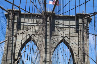 Low angle view of suspension bridge