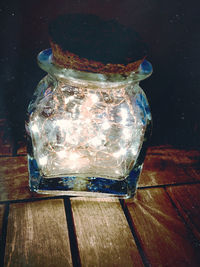 Close-up of glass jar on table