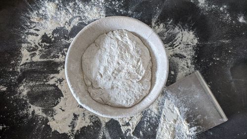 High angle view of heart shape in kitchen