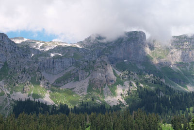 Panoramic view of landscape and mountains against sky