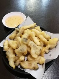 Close-up of food served in plate