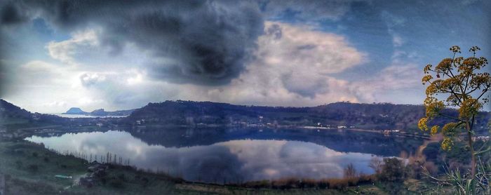 Panoramic view of lake against sky