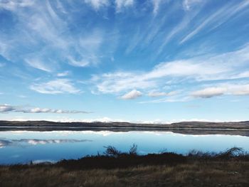 Scenic view of lake against sky