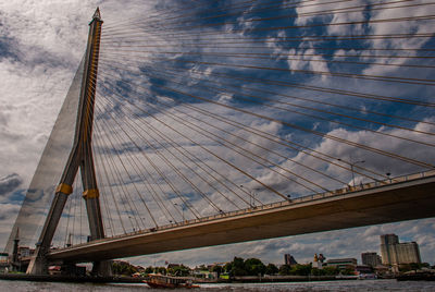 View of bridge against cloudy sky