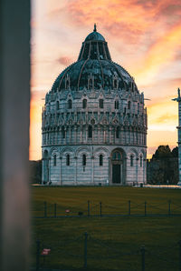 Exterior of building against sky during sunset