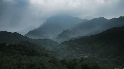 Scenic view of mountains against sky