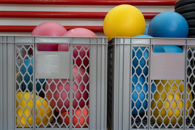 Close-up of multi colored ball on table
