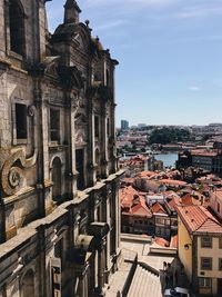 High angle view of buildings in city