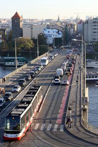 High angle view of traffic on city street