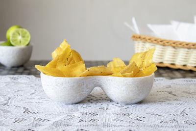 Close-up of food in bowl on table